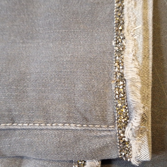 NEW! Democracy "Ab"solution High-Rise Vintage Skinny Jeans, Gray w/ Jeweled Hem - Picture 9 of 12